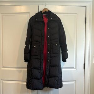 DKNY Black Puffer Coat with Red Interior